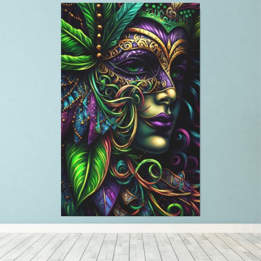 Mardi Gras, New Orleans, Fat Tuesday, NOLA Canvas Afdruk (Insitu (Houten vloer))