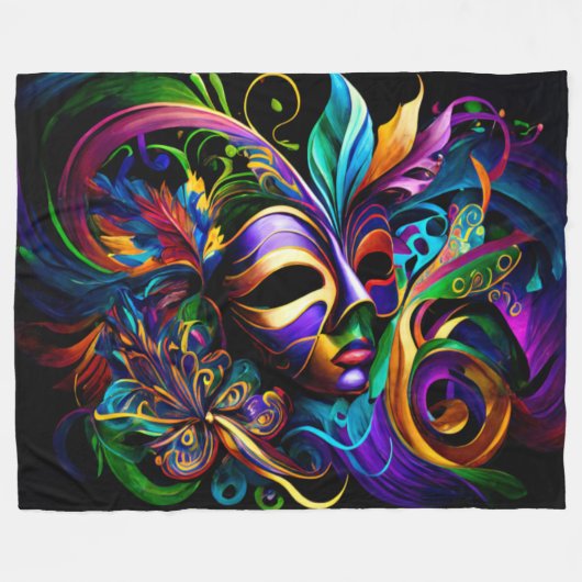 Mardi Gras New Orleans Fleece Deken (Voorkant (Horizontaal))