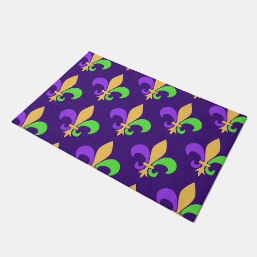 Mardi Gras New Orleans Fleur de Lis Paars Deurmat (Schuin)