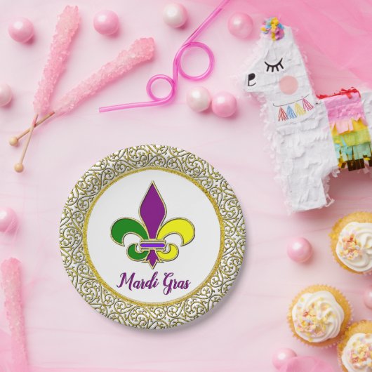 Mardi Gras New Orleans Fleur-de-lis Papieren Bordje (Feest)