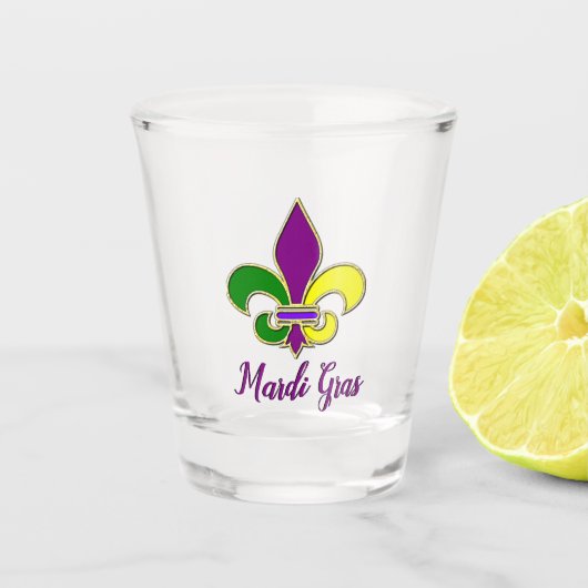 Mardi Gras New Orleans Fleur-de-lis Shot Glas (Voorkant)