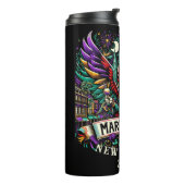 Mardi Gras New Orleans gevleugelde duivel ontwerp Thermosbeker (Gedraaid links)
