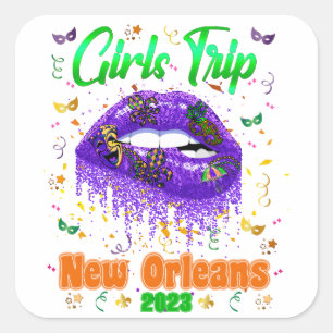 Mardi Gras New Orleans Girls Vierkante Sticker