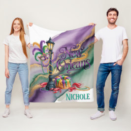 Mardi Gras New Orleans illustration Fleece Deken
