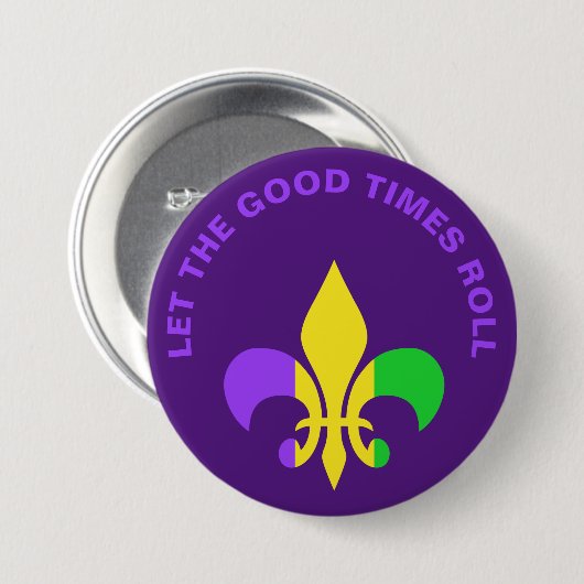 Mardi Gras New Orleans Louisiana Fleur-de-Lis Ronde Button 7,6 Cm (Voorkant /achterkant)