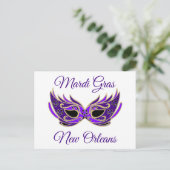 Mardi Gras New Orleans Masker Briefkaart (Staand voorkant)