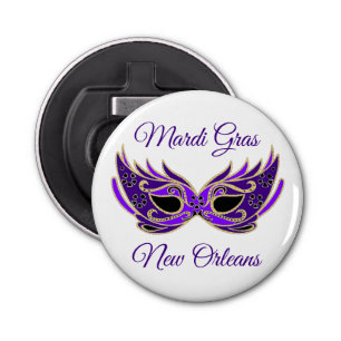 Mardi Gras New Orleans Masker Button Flesopener
