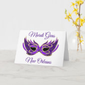 Mardi Gras New Orleans Masker Kaart (Gele Bloem)
