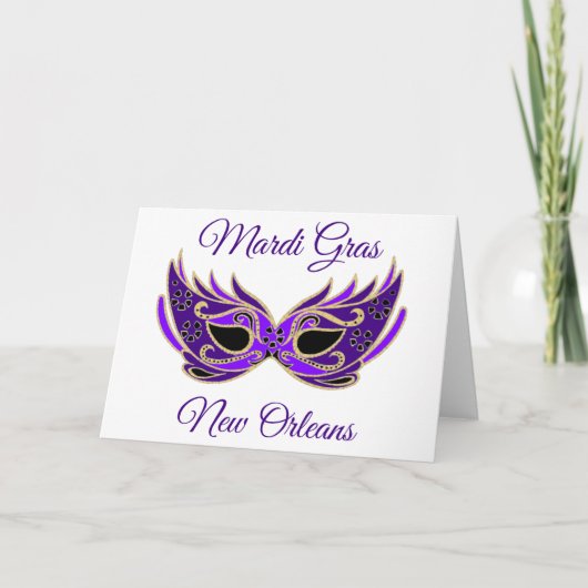 Mardi Gras New Orleans Masker Kaart (Voorkant)