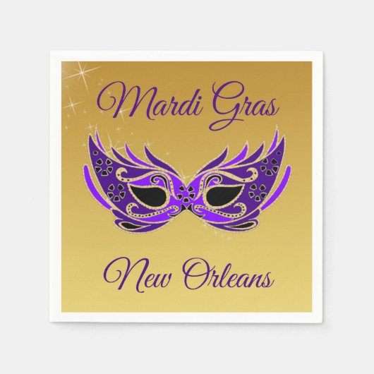 Mardi Gras New Orleans Masker over goud Servet (Voorkant)