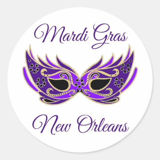 Mardi Gras New Orleans Masker Ronde Sticker (Voorkant)