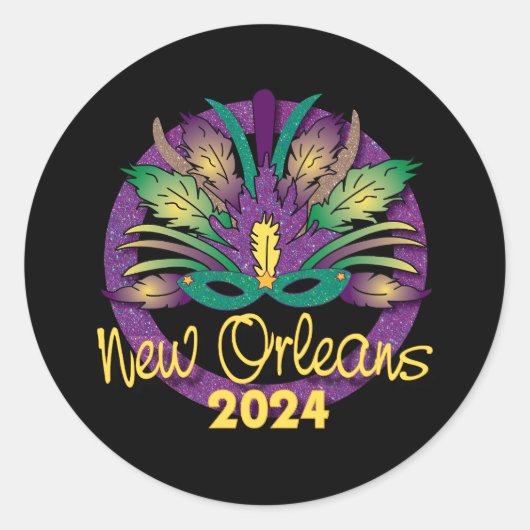 Mardi Gras New Orleans Masker Sticker - 2024 (Voorkant)