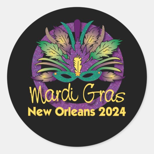 Mardi Gras New Orleans Masker Sticker - 2024 (Voorkant)