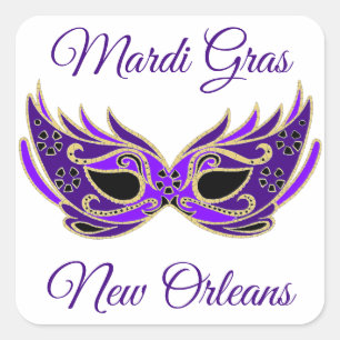 Mardi Gras New Orleans Masker Vierkante Sticker