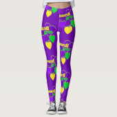 Mardi Gras New Orleans Paarse Gele Kute Leggings (Voorkant)