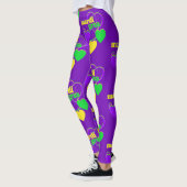 Mardi Gras New Orleans Paarse Gele Kute Leggings (Links)