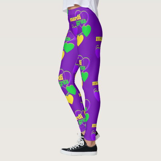Mardi Gras New Orleans Paarse Gele Kute Leggings (Links)