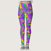 Mardi Gras New Orleans Paarse groene gele tekst Leggings (Voorkant)