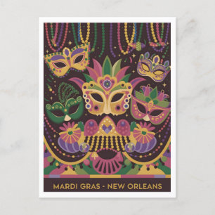 Mardi Gras New Orleans Vintage Briefkaart