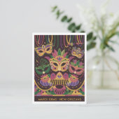 Mardi Gras New Orleans Vintage Briefkaart (Staand voorkant)