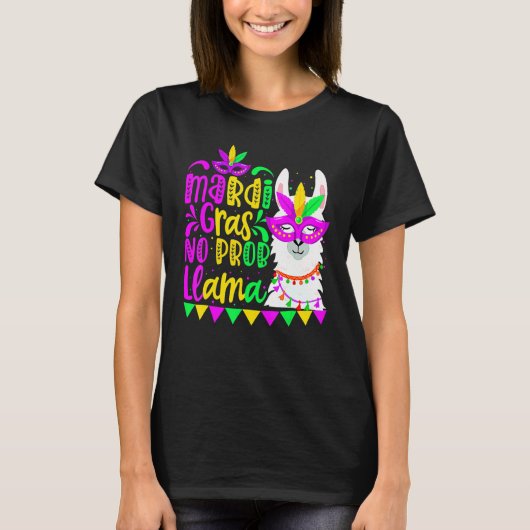 Mardi Gras No Prob Llama Alpaca Funny Carnival Cos T-shirt (Voorkant)