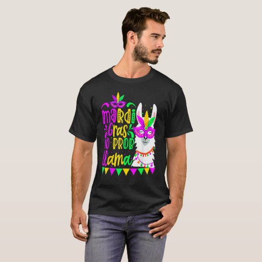 Mardi Gras No Prob Llama Alpaca Funny Carnival Cos T-shirt (Voorkant volledig)
