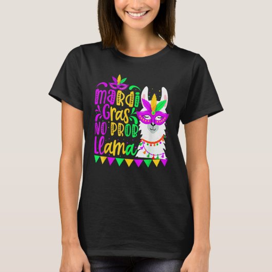 Mardi Gras No Prob Llama Alpaca Funny Carnival Cos T-shirt (Voorkant)