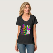 Mardi Gras No Prob Llama Alpaca Funny Carnival Par T-shirt (Voorkant volledig)