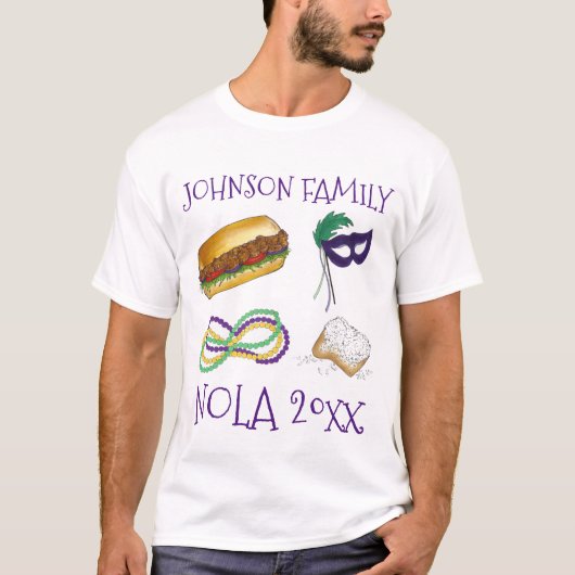Mardi Gras NOLA New Orleans Family Vacking Trip T-shirt (Voorkant)