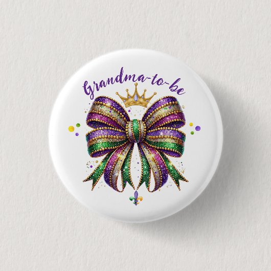 Mardi Gras Oma-in-spe Ronde Button 3,2 Cm (Voorkant)