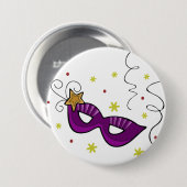 Mardi Gras Oogmasker Knop Ronde Button 7,6 Cm (Voorkant /achterkant)