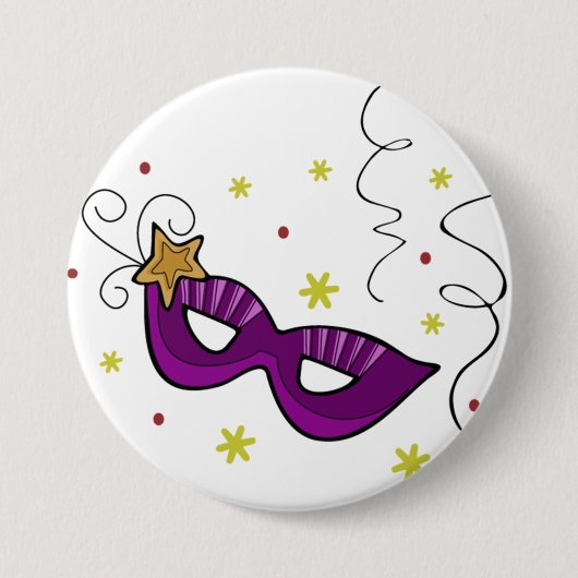 Mardi Gras Oogmasker Knop Ronde Button 7,6 Cm (Voorkant)