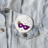 Mardi Gras Oogmasker Knop Ronde Button 7,6 Cm (In situ)