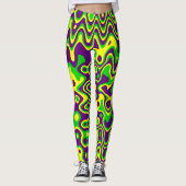 [Mardi Gras Op-Art] Paarse groene geel Leggings (Voorkant)