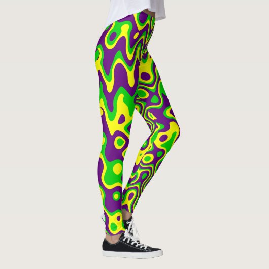 [Mardi Gras Op-Art] Paarse groene geel Leggings (Rechts)