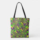 [Mardi Gras Op-Art] Paarse groene geel Tote Bag (Achterkant)