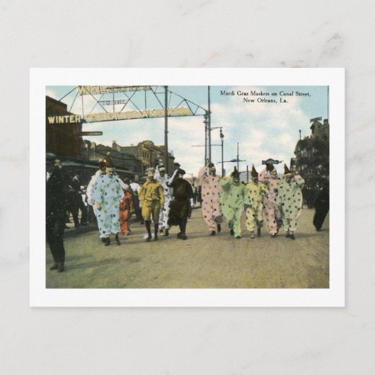 Mardi Gras op Canal St, Vintage van New Orleans Briefkaart (Voorkant)