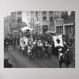 Mardi Gras-optocht, 1906. Antieke foto Poster