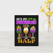 Mardi Gras Outfit Hij is mijn dronkaard Half Carni Kaart (Gele Bloem)