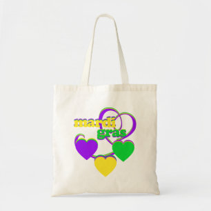 Mardi Gras Paars Geel Groen Hartencarnaval Tote Bag