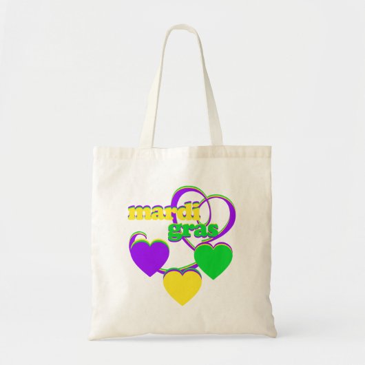 Mardi Gras Paars Geel Groen Hartencarnaval Tote Bag (Voorkant)