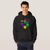 Mardi Gras Paars Geel Groen Heart Cute Carnival Hoodie (Voorkant volledig)