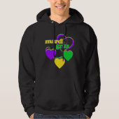 Mardi Gras Paars Geel Groen Heart Cute Carnival Hoodie (Voorkant)