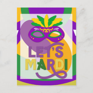 Mardi Gras Paars Gold Mask Briefkaart