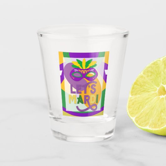 Mardi Gras Paars Gold Mask Shot Glas (Voorkant)