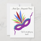 Mardi Gras Paars Mask Masquerade Ball Kaart (Voorkant)