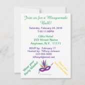 Mardi Gras Paars Mask Masquerade Ball Kaart (Achterkant)