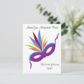 Mardi Gras Paars Mask Masquerade Ball Kaart (Staand voorkant)