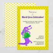Mardi Gras Paarse Alligator Kaart (Voorkant / Achterkant)