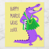 Mardi Gras Paarse Alligator Wijn Etiket (Enkel label)